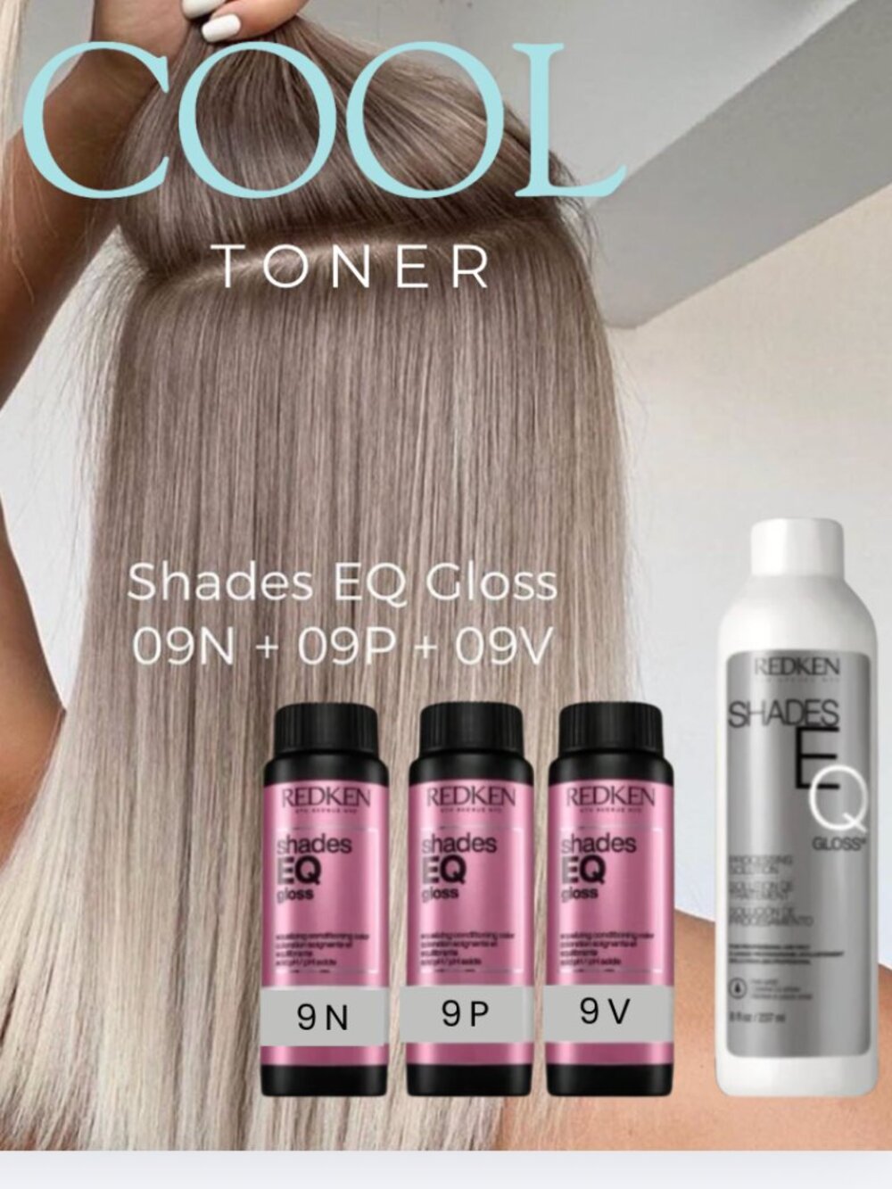 Cool Blonde Toner Kit – REDKEN Shades EQ 9N + 9P + 9V + Processing Solution